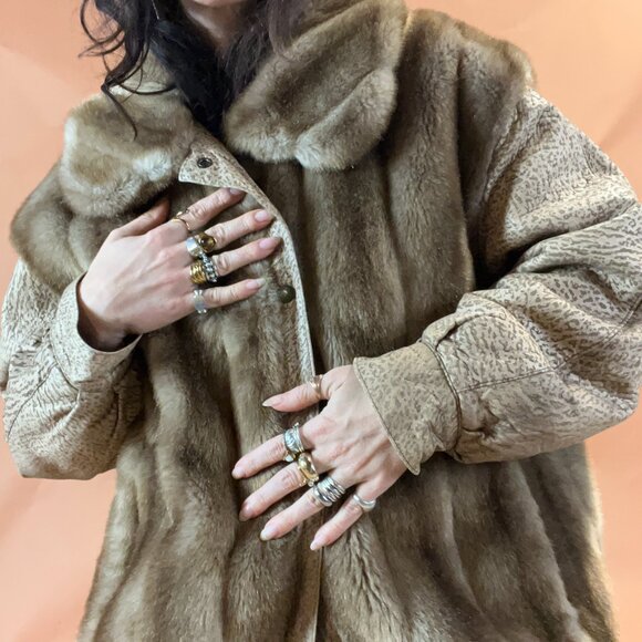 Mob Wife Fur and Leather Coat - 80s 90s - Picture 3 of 11